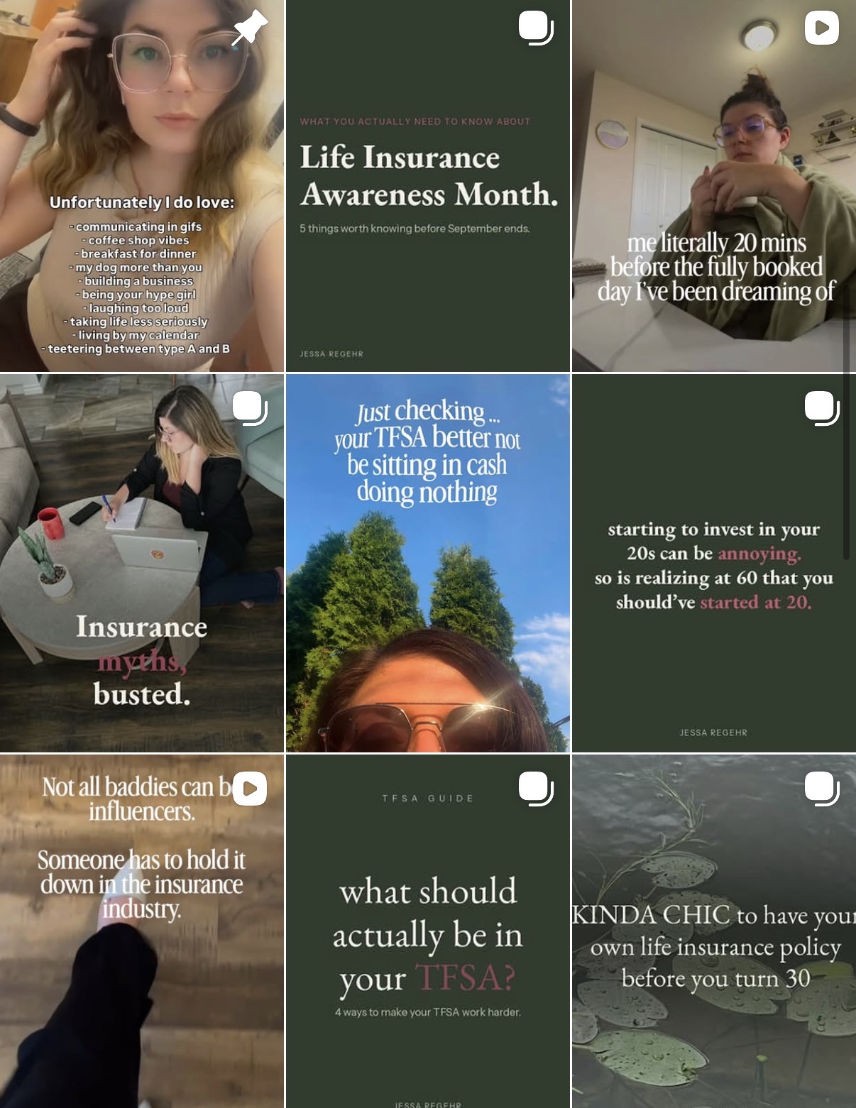 Financial services client Instagram grid