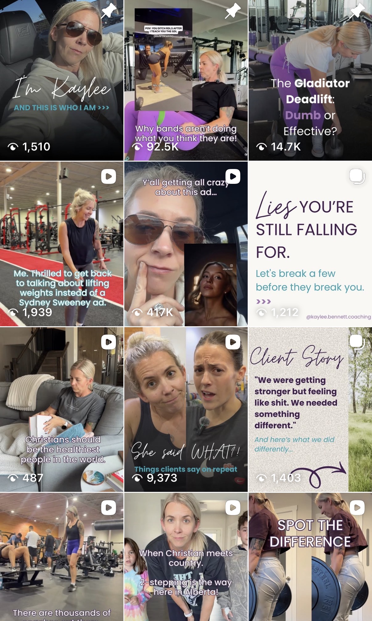 Fitness coaching client Instagram grid