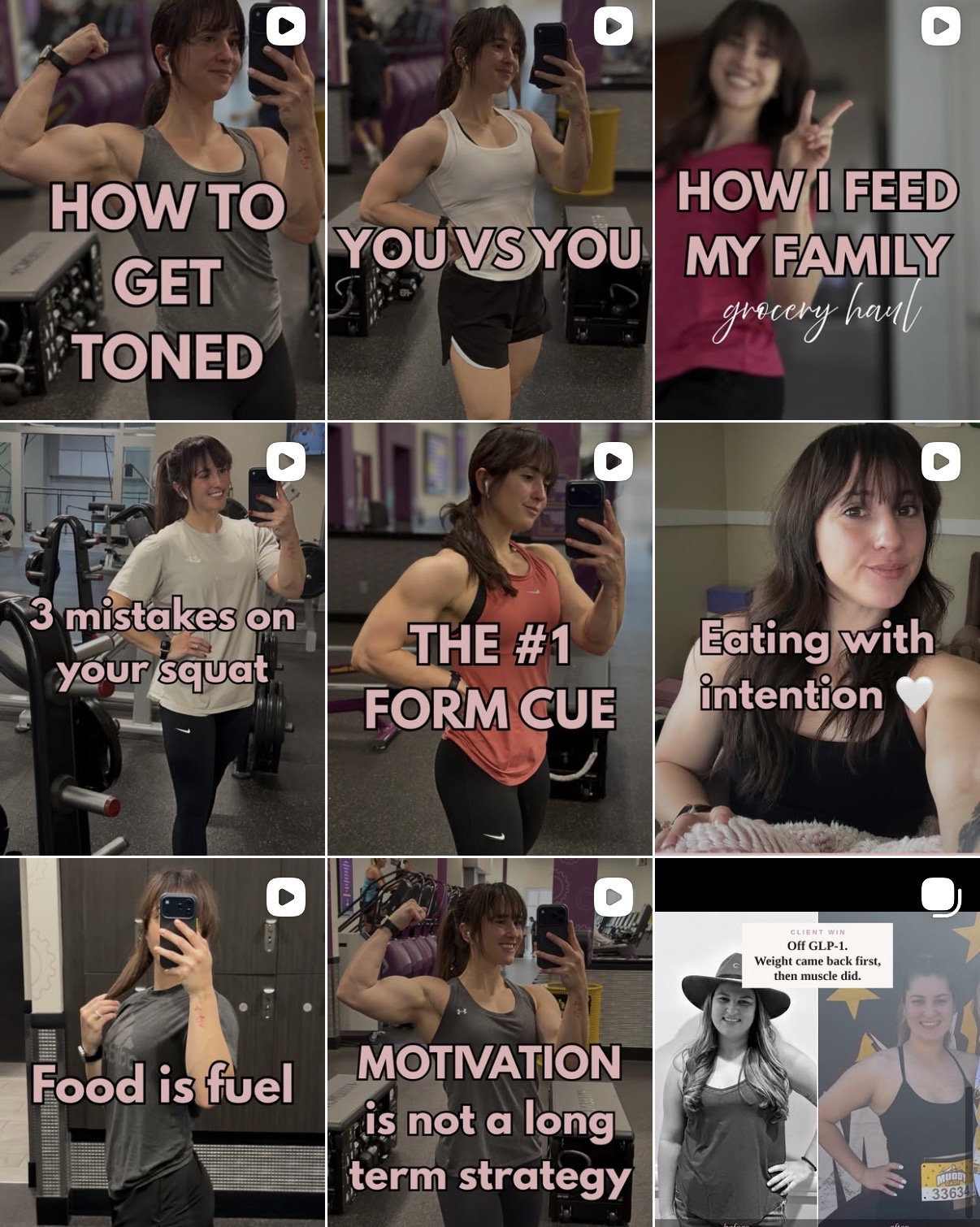Fitness client Instagram grid